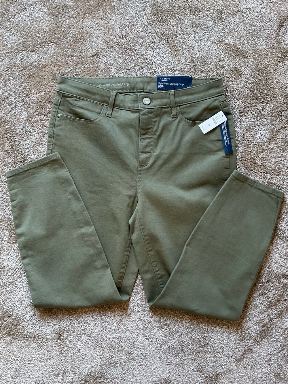 Talbots Flawless High Waist Cropped Jegging Olive Green $90 NWT 10